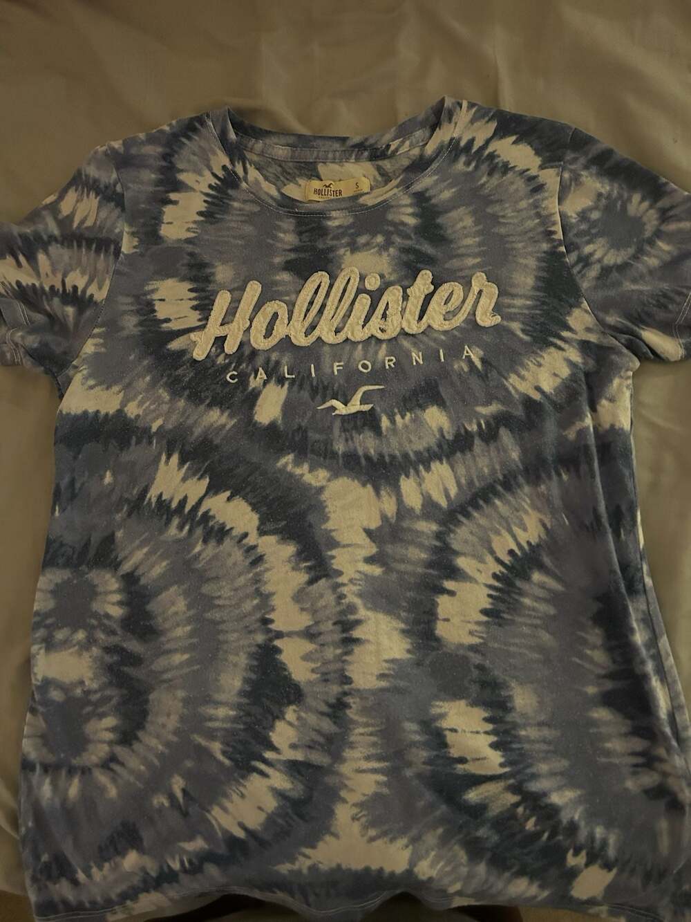 Hollister Blue Tie Dye Applique Logo T-Shirt